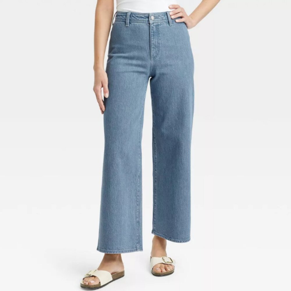 Universal Thread Women's High-Rise Sailor Wide Leg Ankle Gray Jeans Size 6 Reg